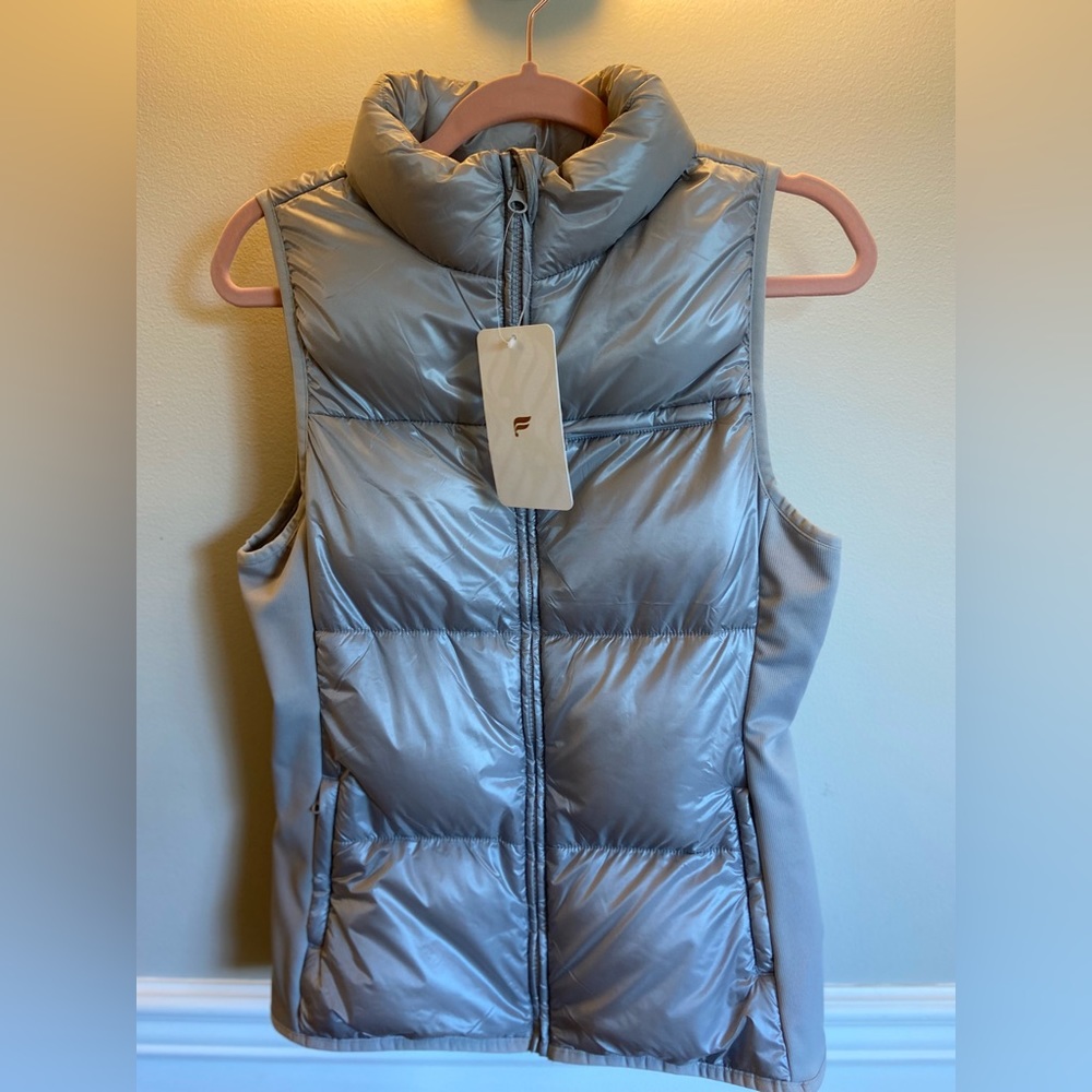 NWT Fabletics silver lightweight puffy vest